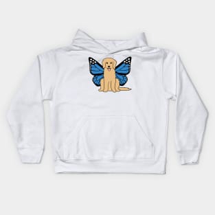 Blue Golden Retriever Butterfly Kids Hoodie